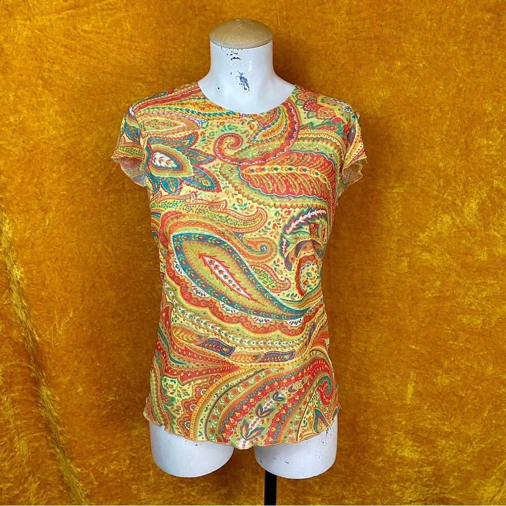 Y2K Paisley Mesh Top ~ medium